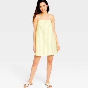 A New Day Women's Sleeveless Mini Shift Dress Yellow Stripe Size L yellow
